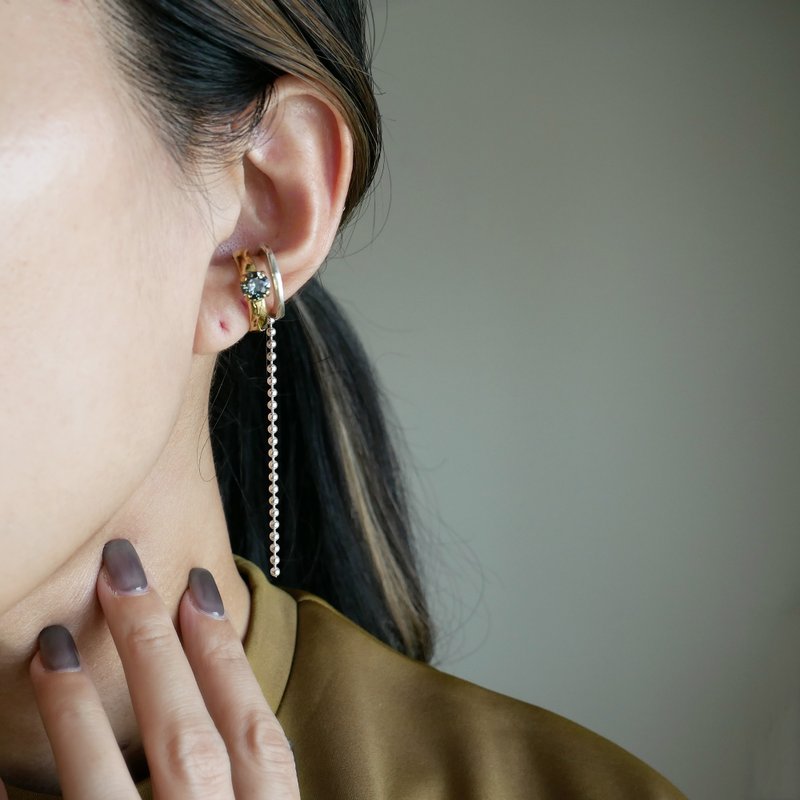 精美单石耳骨夹 6 毫米/黄铜 C115 - 耳环/耳夹 - 铜/黄铜 金色