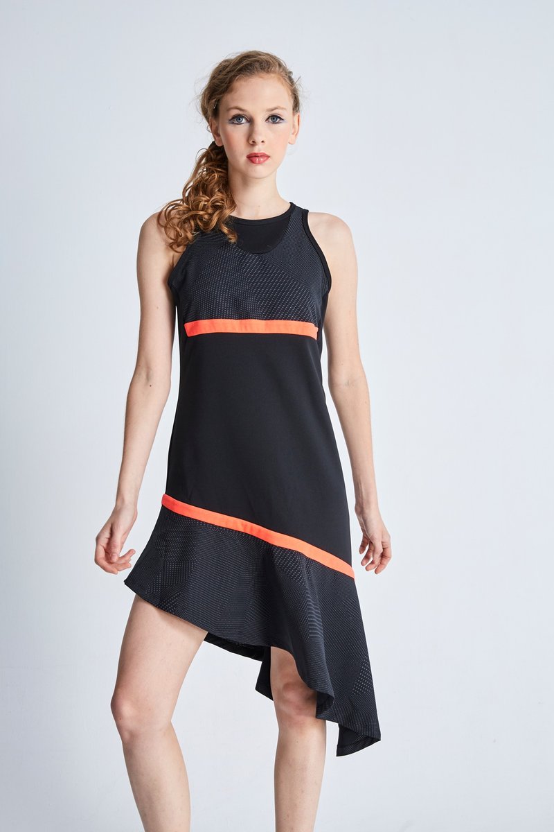 拼接洋装_黑 (19S1DS01) - 洋装/连衣裙 - 聚酯纤维 