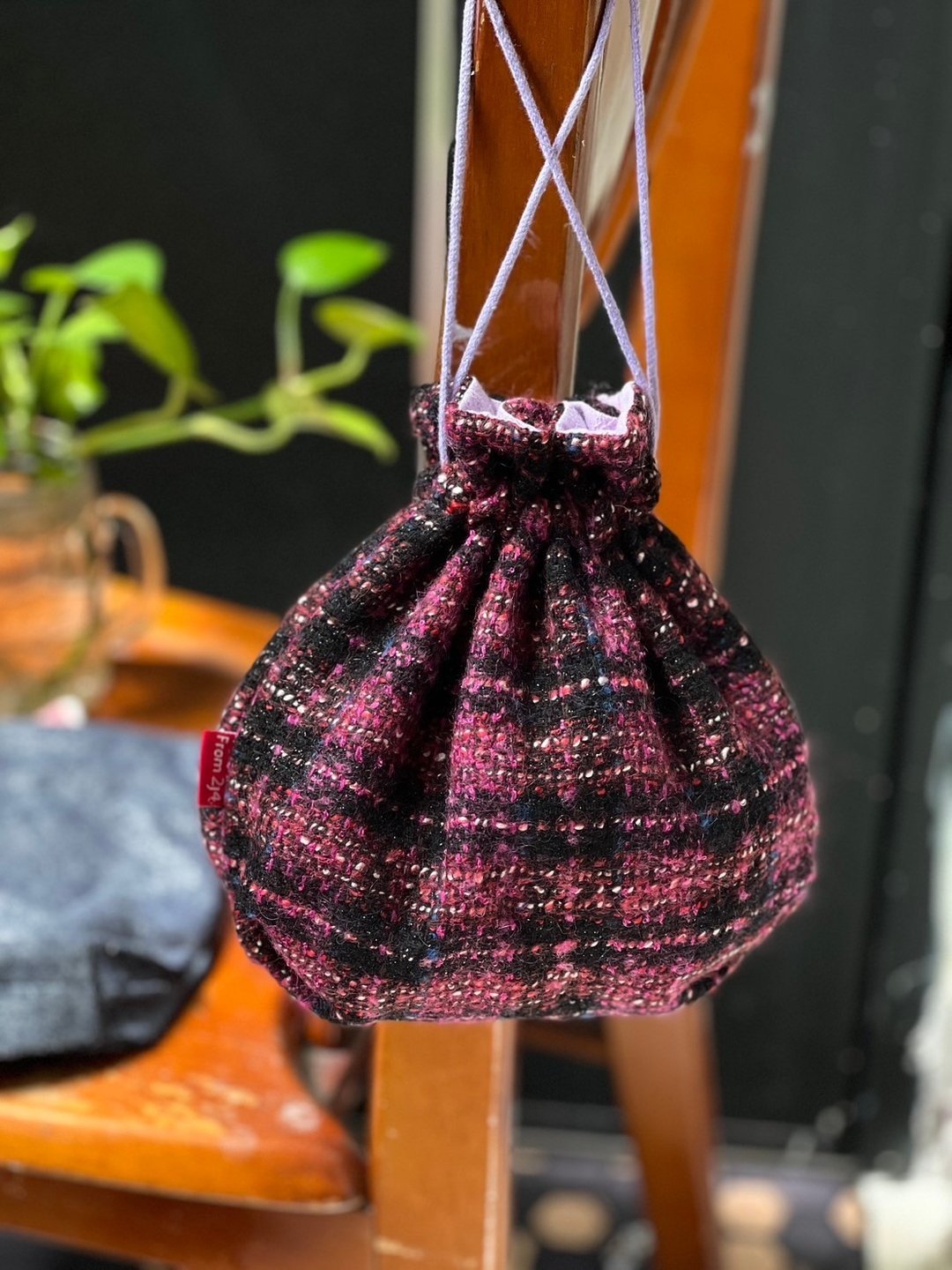 From2j4手工布包_好运来大福袋 - 化妆包/杂物包 - 棉 紫色