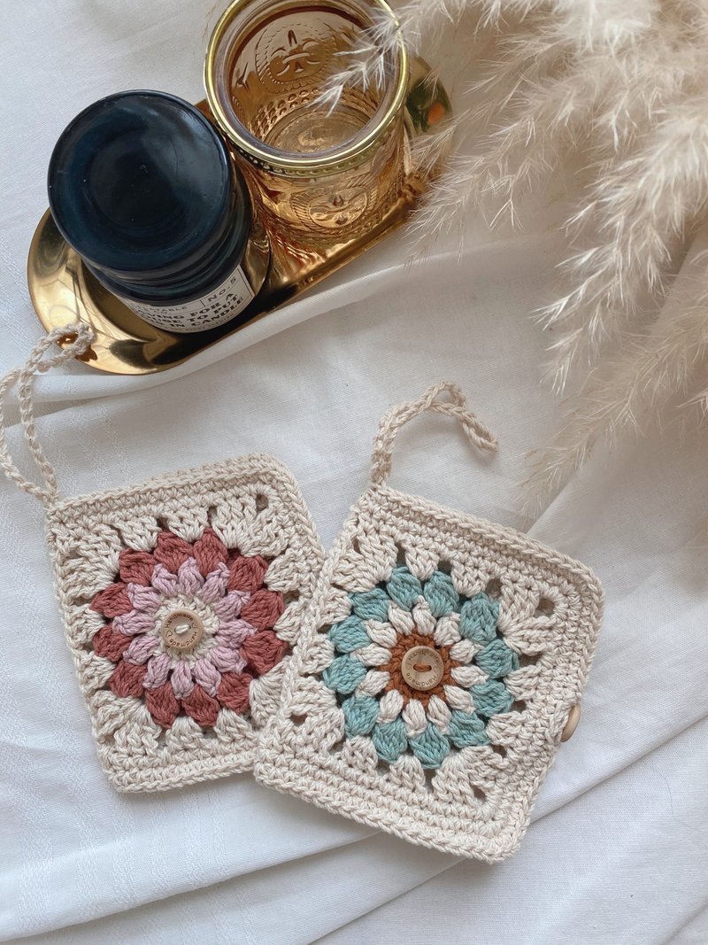 手作编织口罩暂存夹/口罩收纳/防疫/口罩存放 - 口罩 - 棉．麻 白色