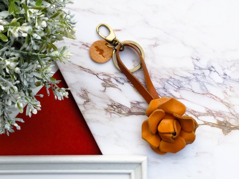 Rose Keychains-Yellow - 钥匙链/钥匙包 - 真皮 黄色