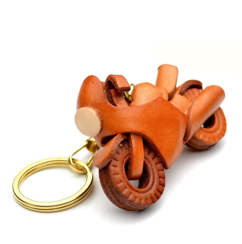 Motor cycle  handmade leather keychain (L) VANCA - 钥匙链/钥匙包 - 真皮 咖啡色