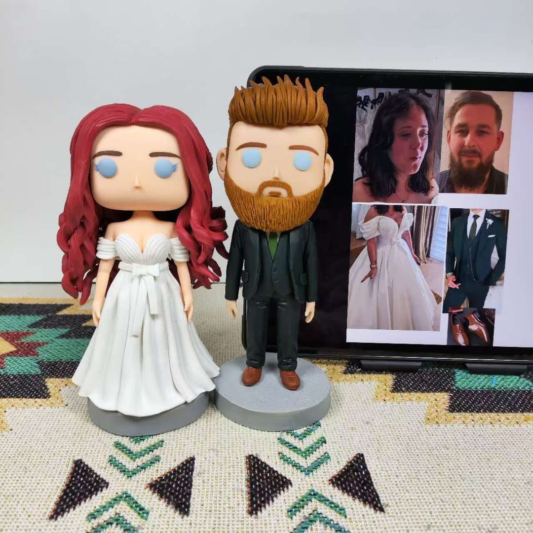 纯手工定制美国Funko Pop 自画像公仔情侣父母夫妻结婚周年礼物 - 玩偶/公仔 - 粘土 多色