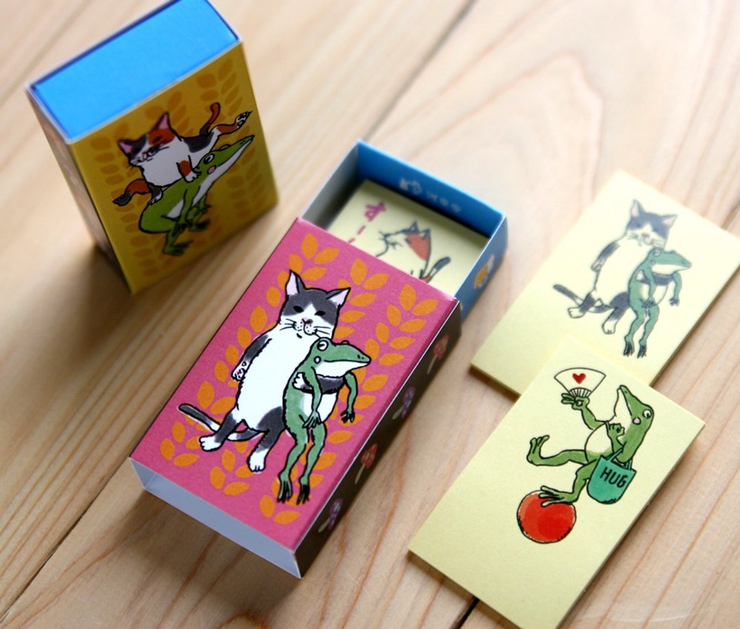 Cat and frog matchbox sticky notes - 便条纸/标签贴 - 纸 红色