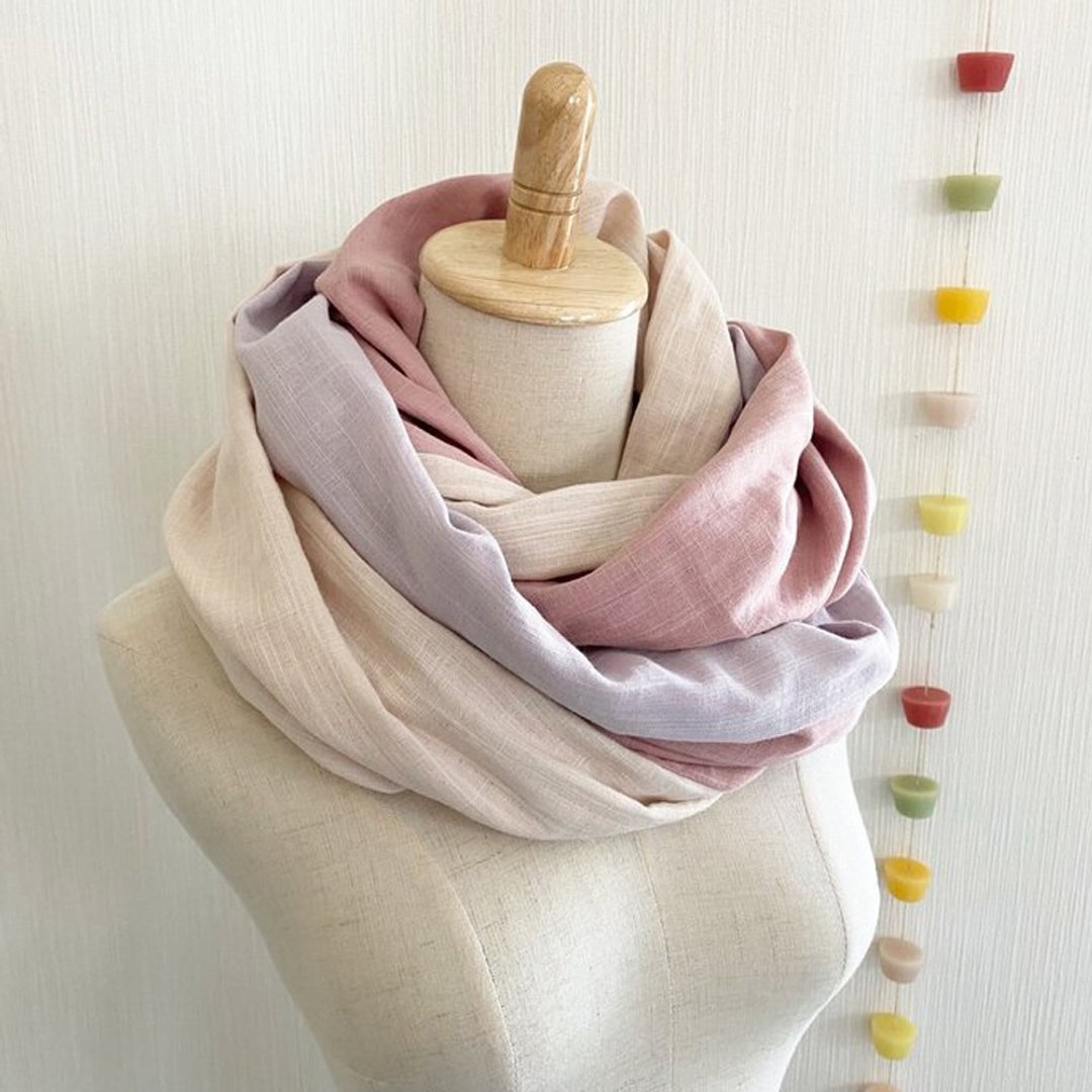 Cherry blossoms / Spring color Recommended for Mother's Day Patchworks nude 3 color mix using high quality Japanese gauze Peach / Pink / Lavender - 围巾/披肩 - 棉 多色