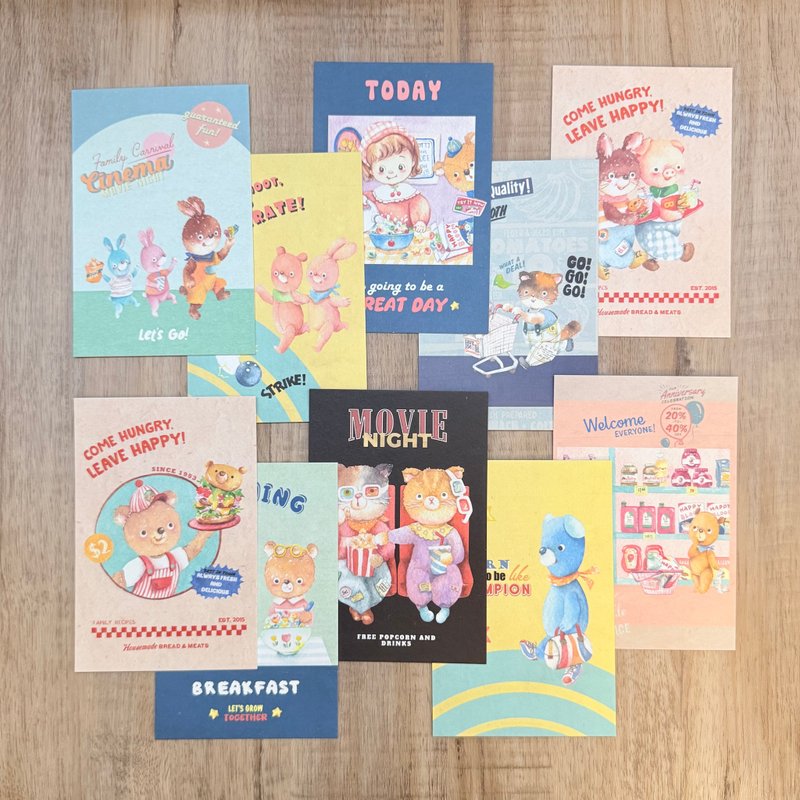 可爱美式风水彩明信片 - 卡片/明信片 - 纸 多色