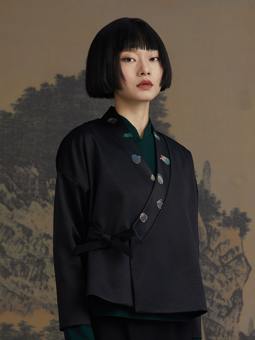 玄牖/新国风印花 茶服汉服外套 - 女装休闲/机能外套 - 聚酯纤维 黑色