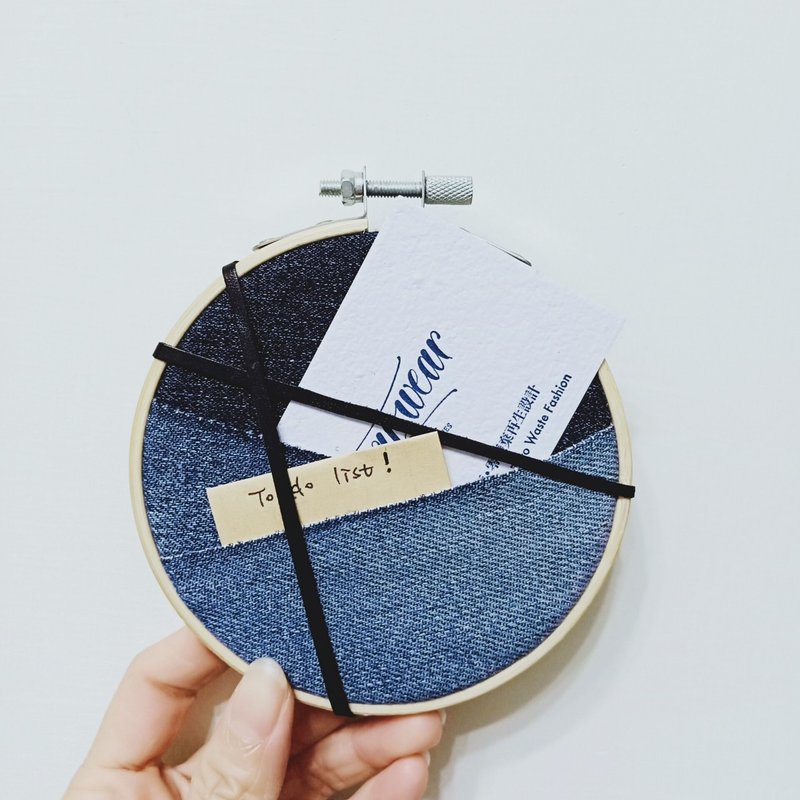 丹宁皮革收纳框 捕梦网 手作 手工 绣框 零废弃 - 摆饰 - 棉．麻 蓝色