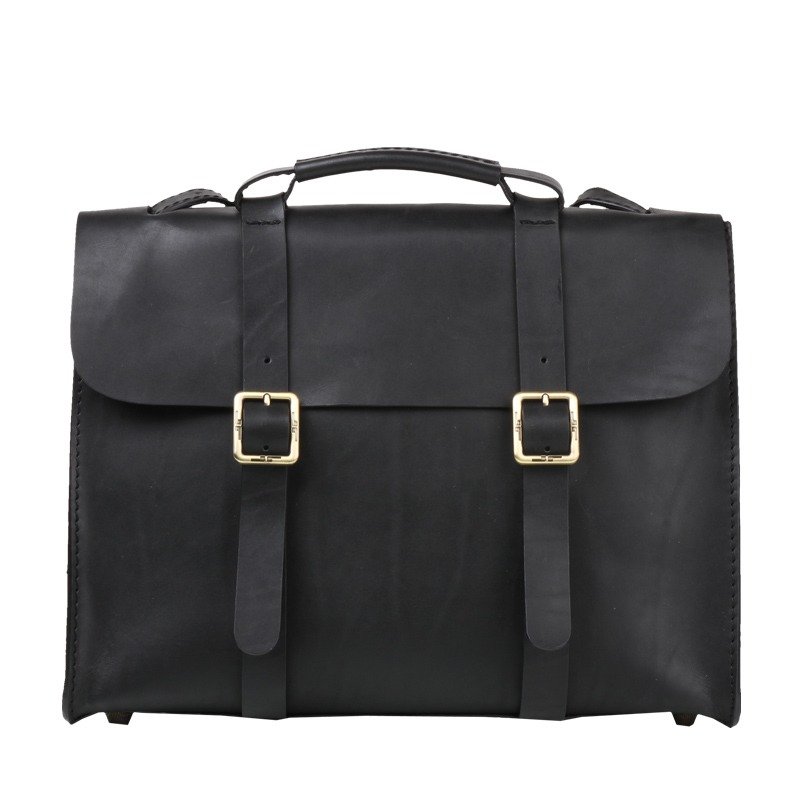 JIMMY RACING 英伦复古风单肩/斜跨包H205S-BK - 侧背包/斜挎包 - 真皮 黑色