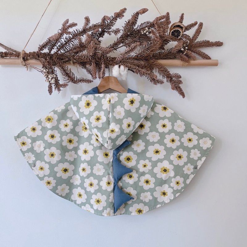 岛森家 / 恐龙斗篷  / 恐龙的花式滑冰课 - 童装外套 - 棉．麻 绿色