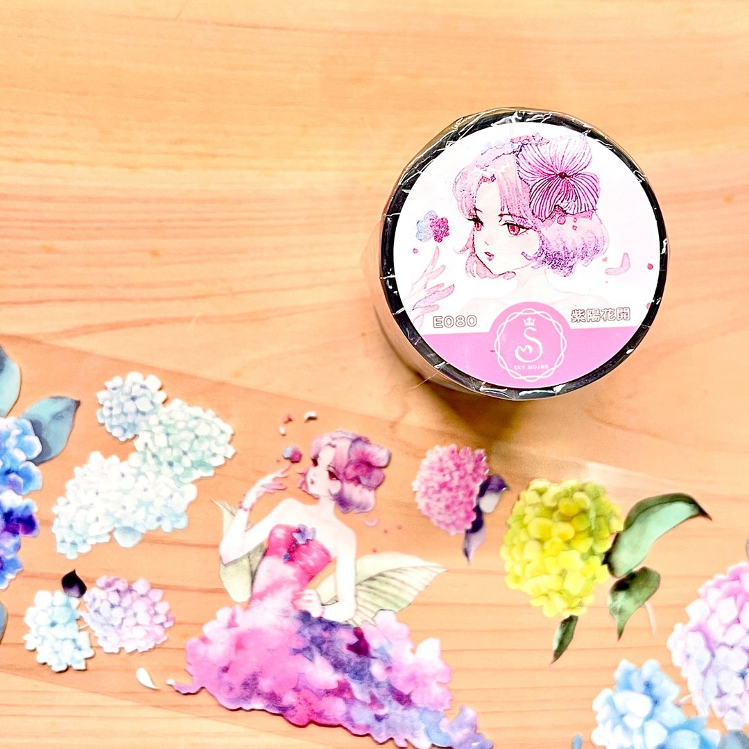 紫阳花开　绣球花　Hydrangea　纸胶带 Masking Tape - 纸胶带 - 塑料 多色