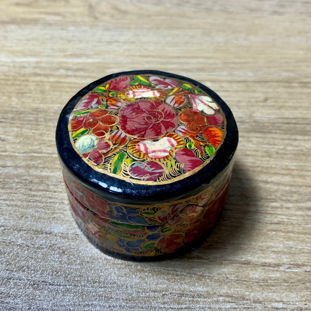 Vintage 印度纸胎手工彩绘饰品盒 - 其他 - 纸 