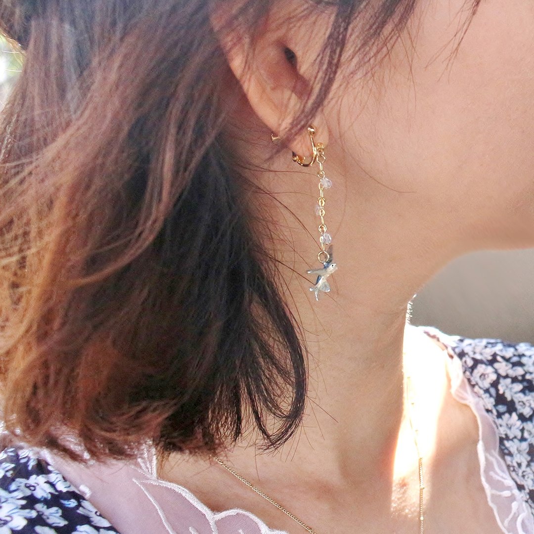 Flying Fish Earring Flying Fish Clip-On EA089 - 耳环/耳夹 - 其他金属 蓝色