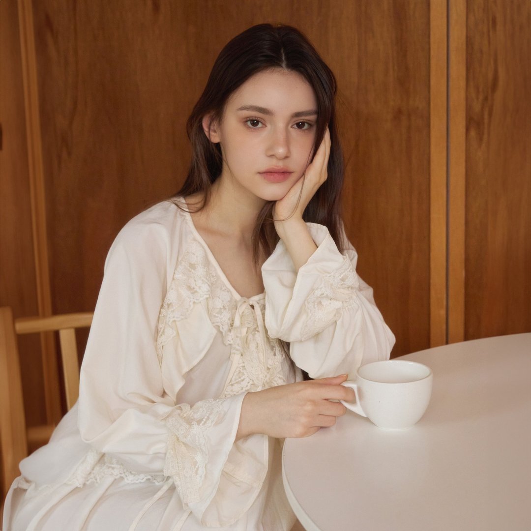 Della 水洗砂绸 V 领睡裙 - 居家服/睡衣 - 其他材质 白色