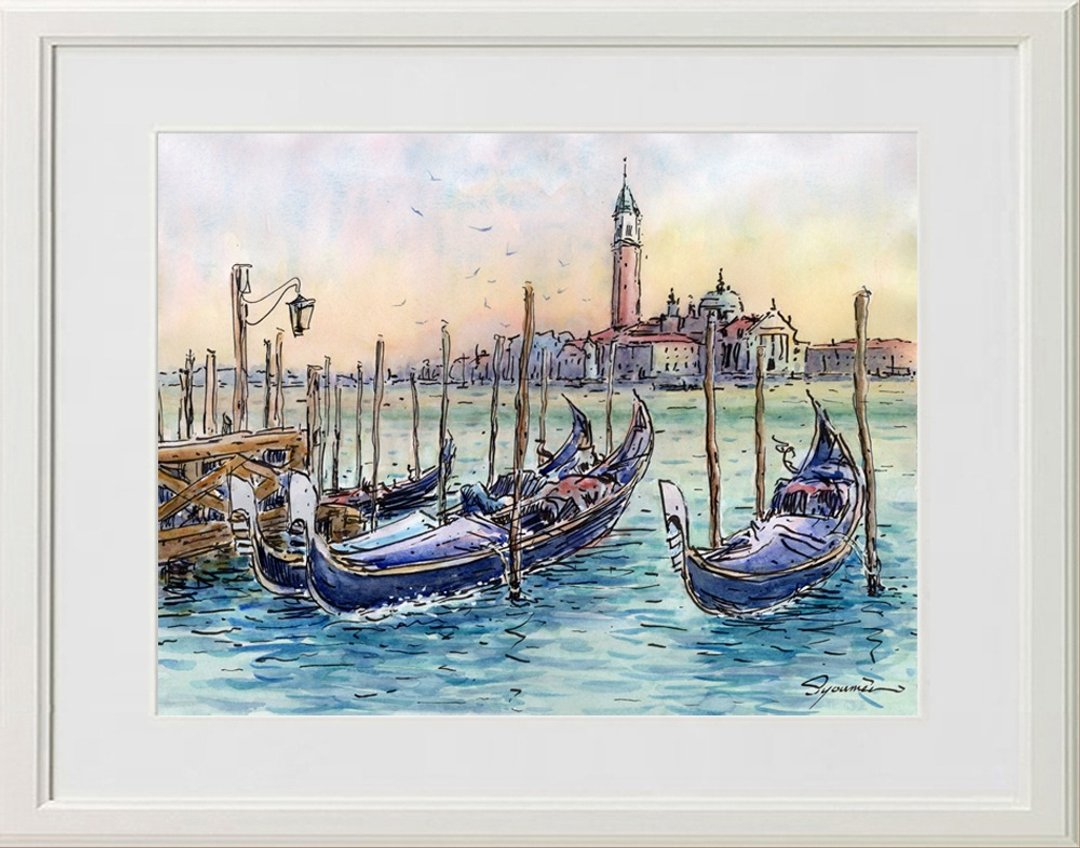 水彩画原画 威尼斯暮色 - 海报/装饰画/版画 - 纸 紫色