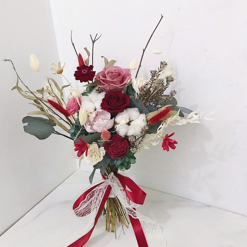 【遇见恒久】花红柳绿幸福捧花(附盒) - 干燥花/捧花 - 植物．花 