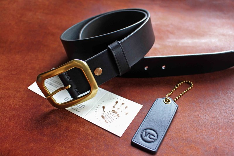 【VULCAN Belt  38mm 标准宽版皮带】Walpier马鞍革 意大利植鞣革 - 皮带/腰带 - 真皮 黑色