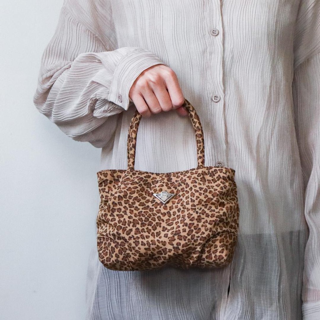 Vintage Bottega Veneta 豹纹手提小包 小废包 - 手提包/手提袋 - 其他材质 咖啡色