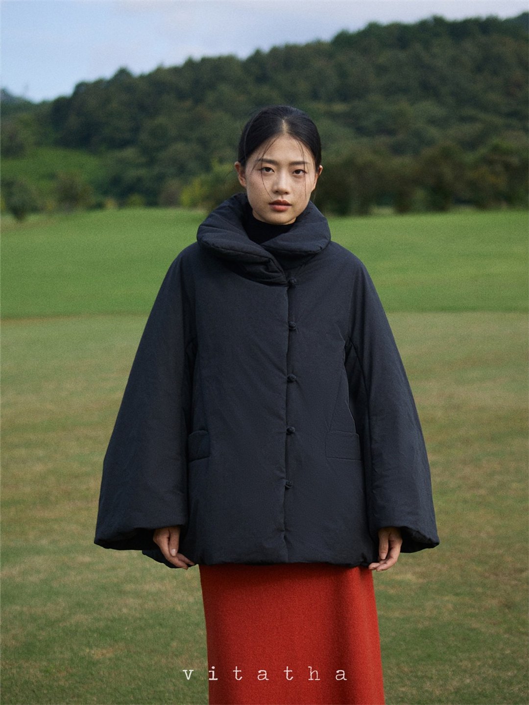 黑色 2色 东方冒险新中式 秋冬保暖纯色简约盘扣棉服 - 女装休闲/机能外套 - 棉．麻 黑色