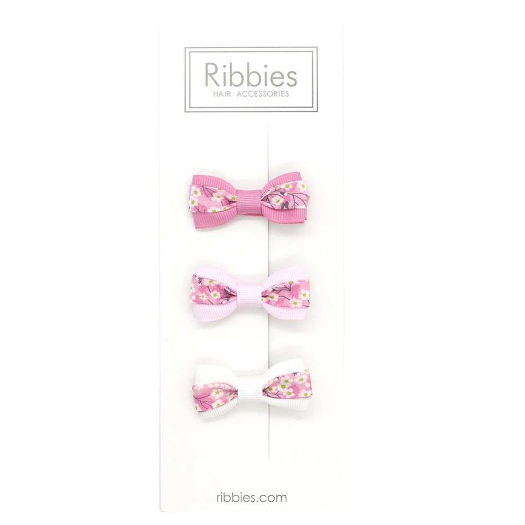 英国Ribbies 双色缎带蝴蝶结3入组-Mitsi Pink - 发饰 - 聚酯纤维 