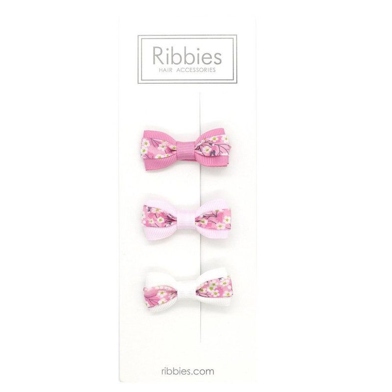 英国Ribbies 双色缎带蝴蝶结3入组-Mitsi Pink - 发饰 - 聚酯纤维 