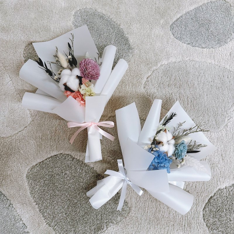 棉花花束(小)。情人节花束。生日花束。求婚花束。毕业花束 - 干燥花/捧花 - 植物．花 