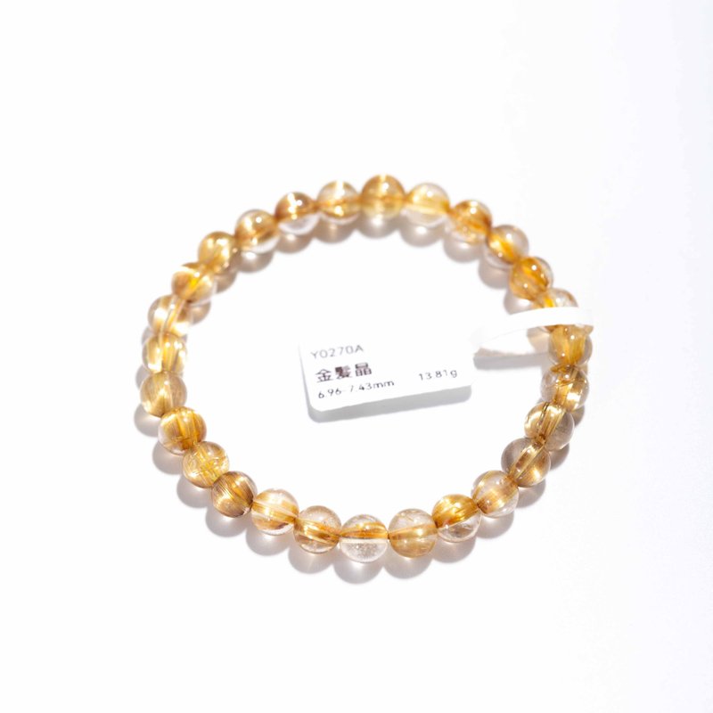 金钛晶手链 | 金发晶招财事业运 | 一物一图 | 天然水晶手链 - 手链/手环 - 半宝石 金色