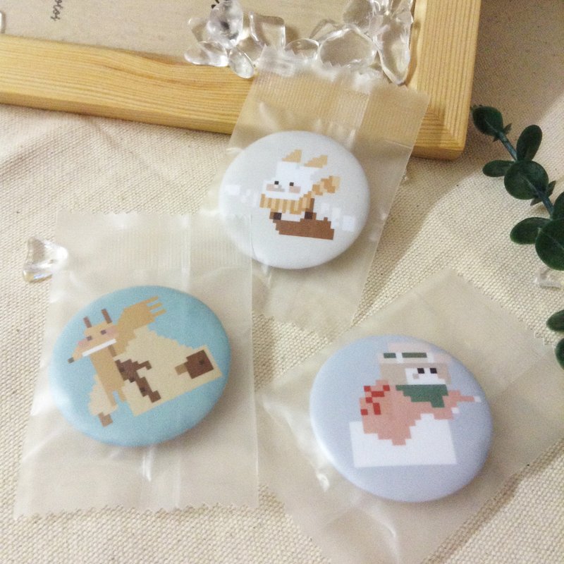 【森林好朋友】 Pixel Art 徽章 - 胸针 - 其他材质 