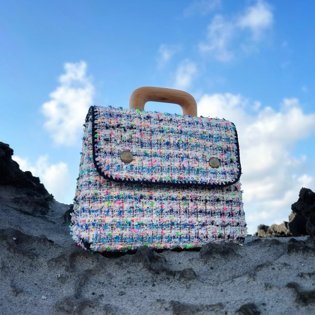 Two Button Bag - 霓虹混织斜纹软 - 手提包/手提袋 - 其他材质 多色