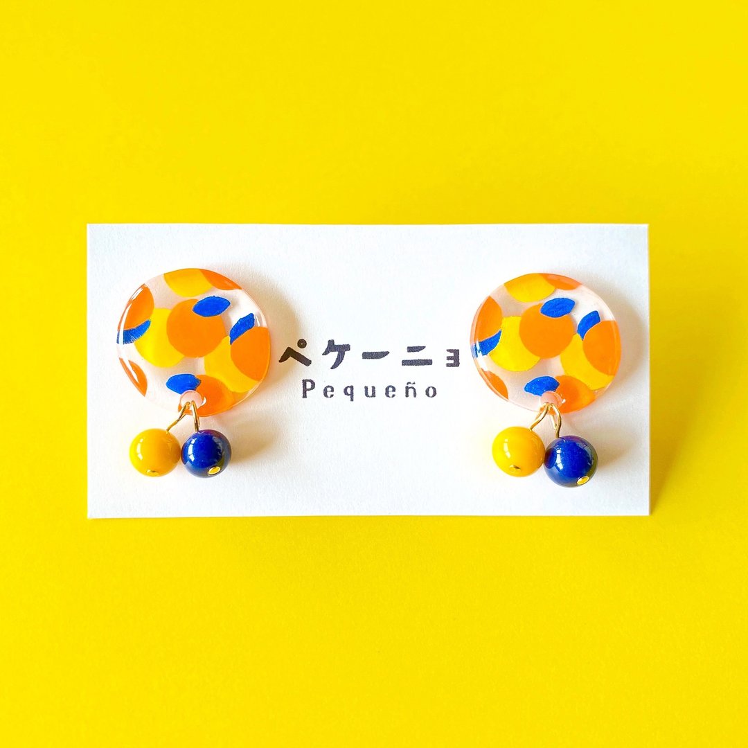 Popping orange earrings Clip-On - 耳环/耳夹 - 塑料 橘色