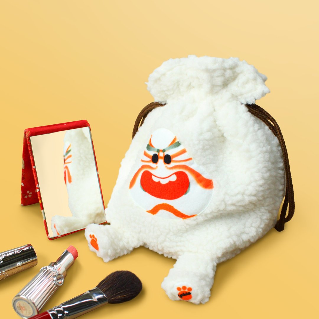 2023 Limited Design Yukio Kabuki Makeup Pouch - 化妆包/杂物包 - 聚酯纤维 白色