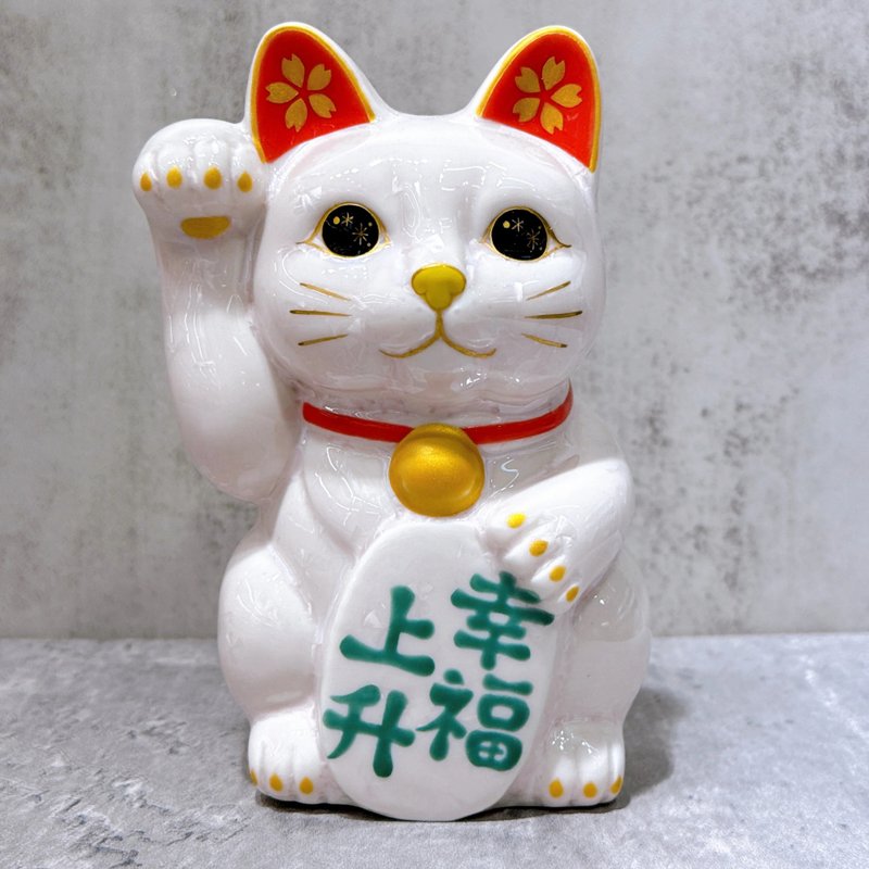 【樱福绽放】日本清水烧招财猫 | 花結晶桃桜幸福昇り - 摆饰 - 瓷 粉红色