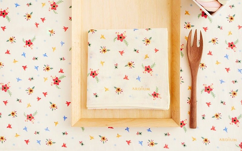 ARDIUM 棉质手帕 - 鸟儿花园 - 丝巾 - 棉．麻 黄色