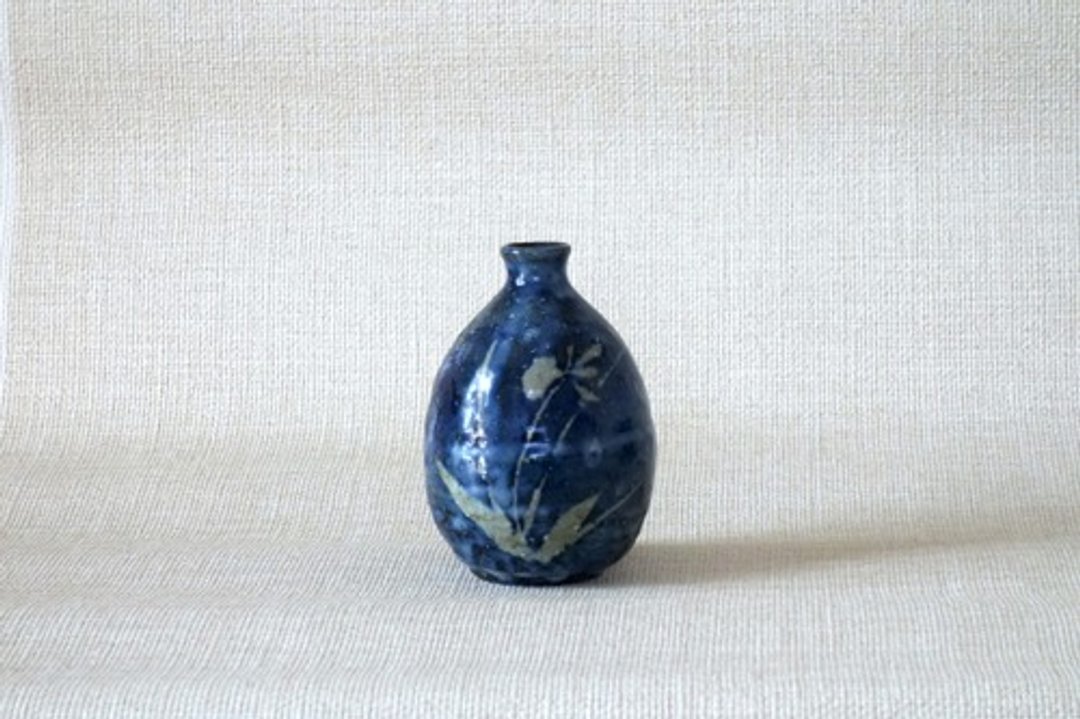 Flower-filled picture flower crest b - 花瓶/陶器 - 陶 蓝色