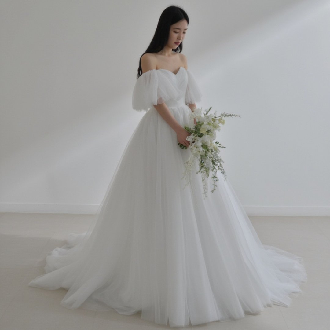 Dahlia Blanc独家设计 爱心领薄纱分层婚纱 - 晚装/礼服 - 其他材质 白色