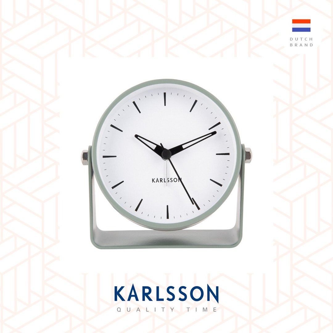 荷兰Karlsson, Alarm clock Clam grayed jade 闹钟灰色玉石色 - 时钟/闹钟 - 其他金属 绿色