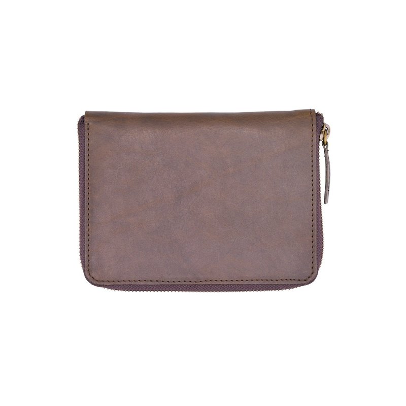 Leather passport wallet with zipper Color Olive - 皮夹/钱包 - 真皮 绿色