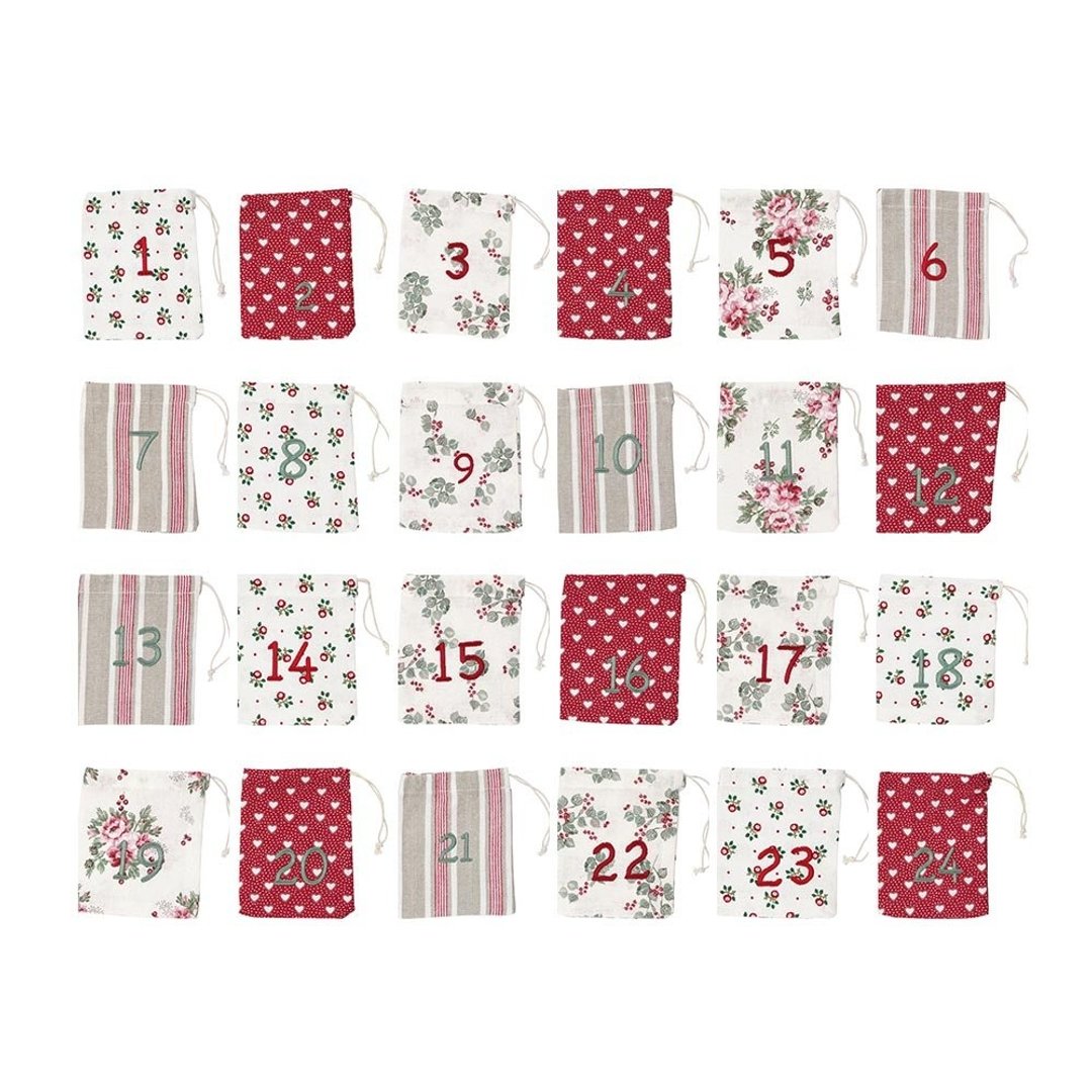 【新品】GreenGate Charline white 圣诞倒数小束口袋 25入 - 摆饰 - 棉．麻 多色