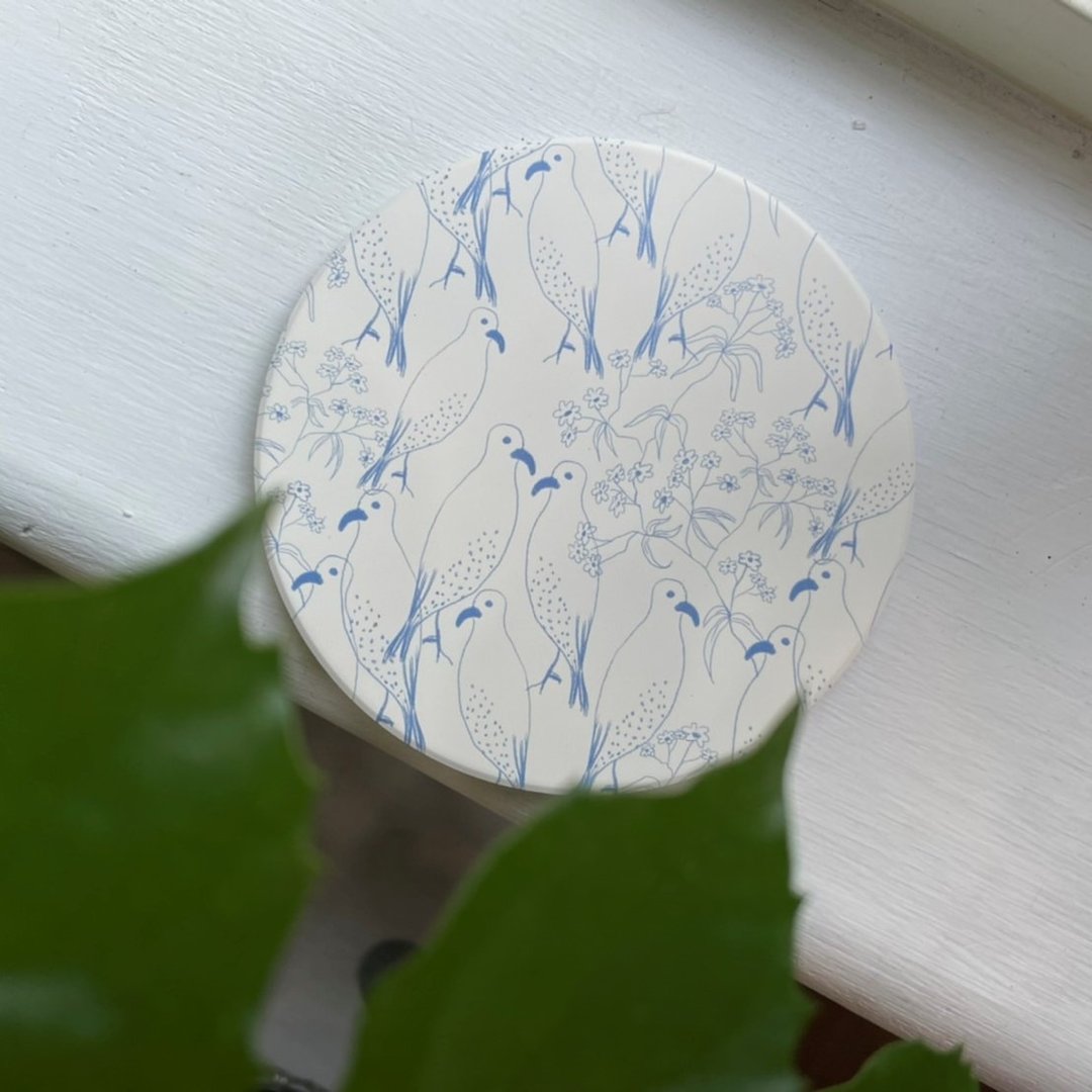现货 品牌设计陶瓷杯垫 简约花鸟款 - 杯垫 - 陶 