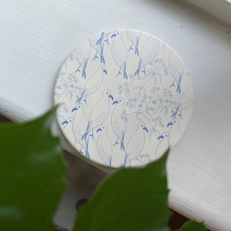 现货 品牌设计陶瓷杯垫 简约花鸟款 - 杯垫 - 陶 