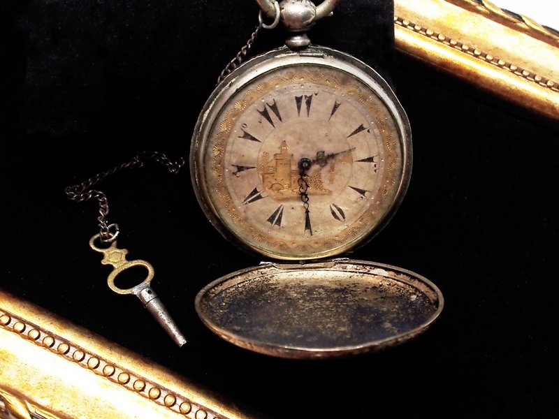 1910 年代 百年古董雕花机械怀表 - 项链 - 其他金属 金色
