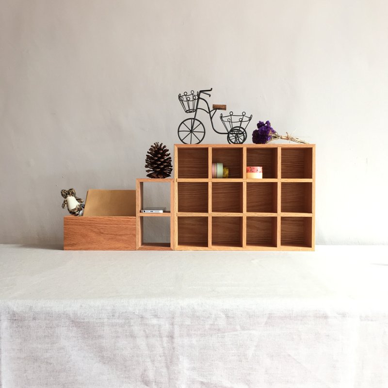Zakka 12格 原木收纳架/展示架-美国橡木 新居 公仔 - 收纳用品 - 木头 金色