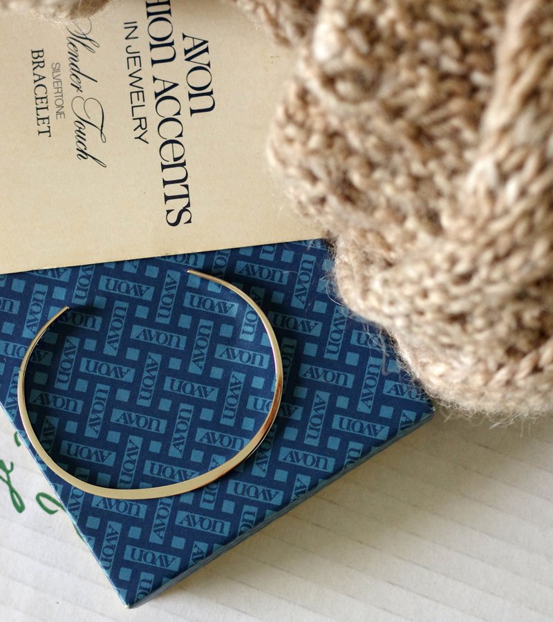 古董经典银色开口手镯手环 1978年 AVON BR142 - 手链/手环 - 其他金属 银色