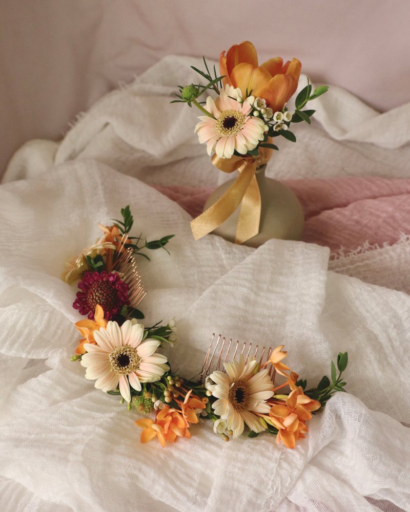 头圈花 花圈 花环 新娘花环 发叉 鲜花头圈 鲜花花环 婚礼 婚纱 - 干燥花/捧花 - 植物．花 