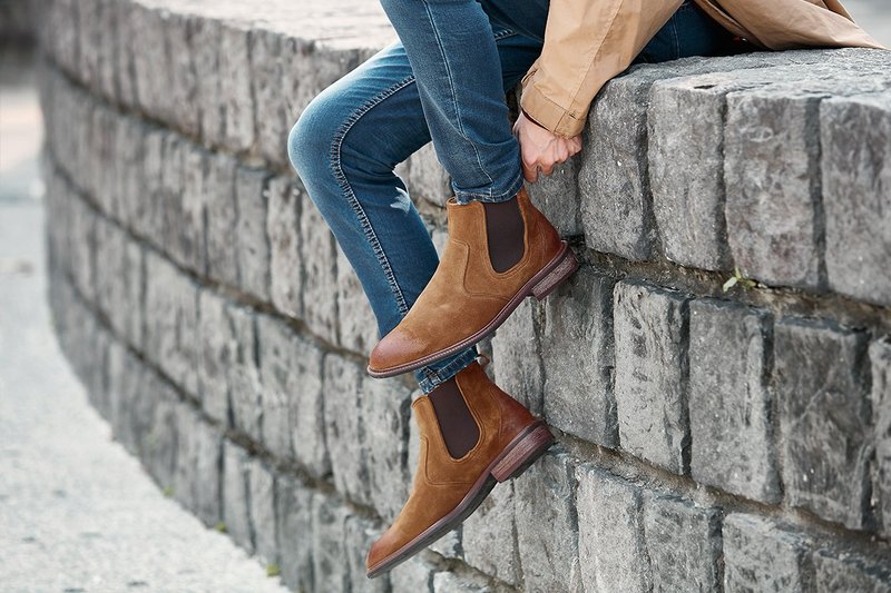 却尔喜胶底靴 骆驼棕 绅士鞋 靴子 男靴 防拨水 男 - 男款靴子 - 真皮 咖啡色