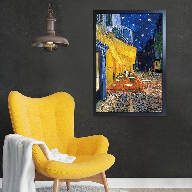 【星空下的咖啡屋】福利品/梵谷/含框/博物馆级艺术微喷/复制画 - 海报/装饰画/版画 - 纸 绿色