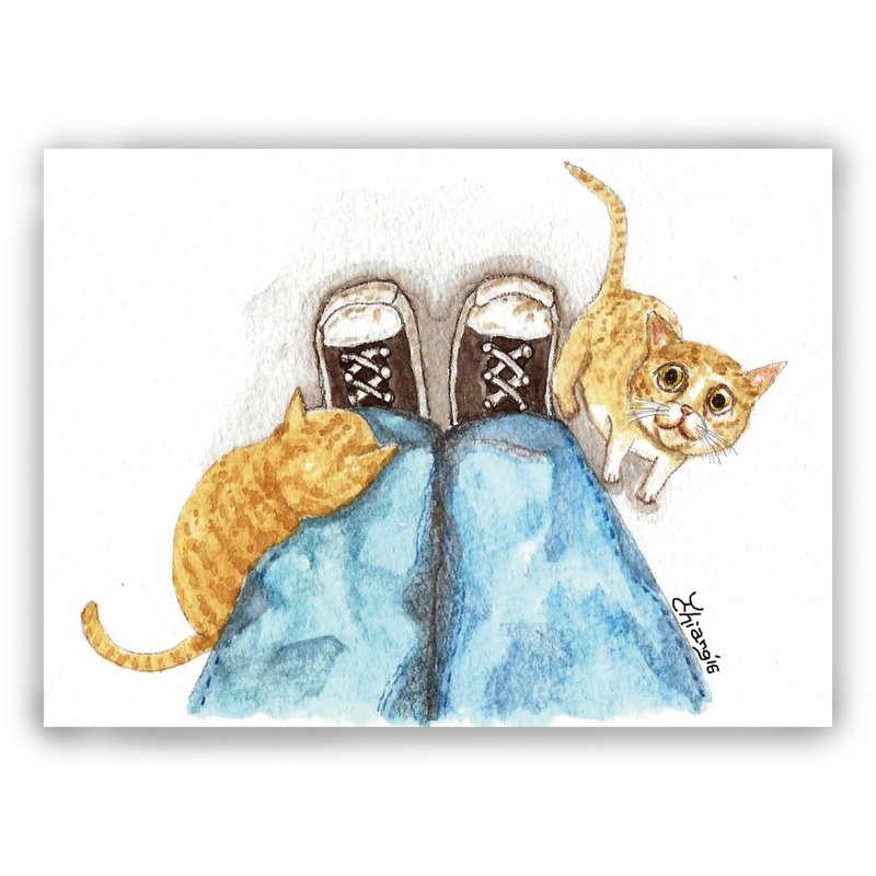 手绘插画万用卡/卡片/明信片/插画卡--猫 花猫 小猫咪 撒娇 - 卡片/明信片 - 纸 