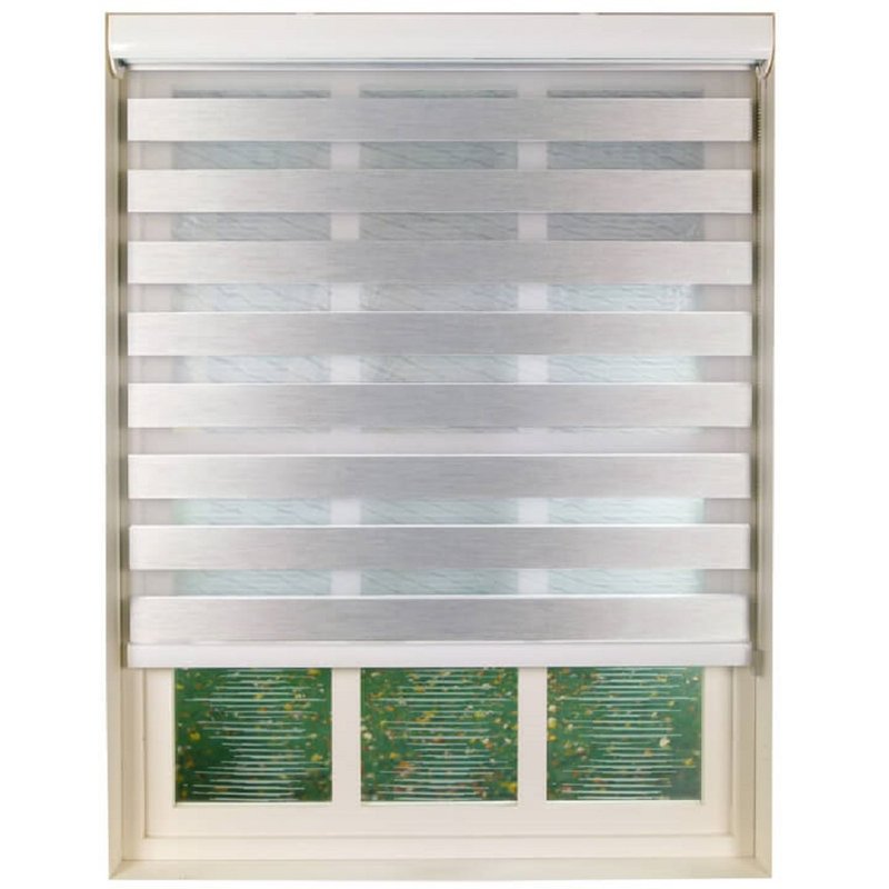 线条感银灰手拉电动调光卷帘 - 门帘/门牌 - 聚酯纤维 