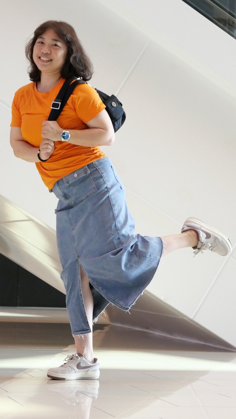 Terra系列 自然凉感短袖上衣Tshirt 橘绿 女 - 女装 T 恤 - 其他人造纤维 橘色