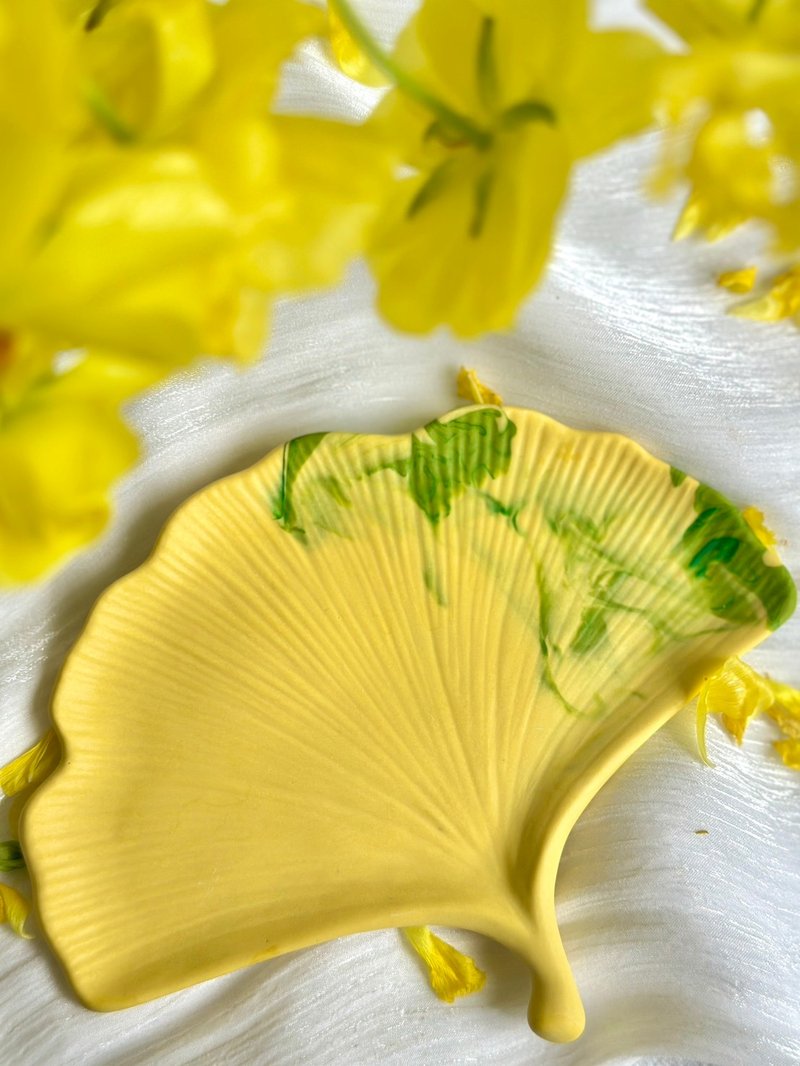 Jesmonite英国爵石-交织银杏叶盘 - 摆饰 - 树脂 